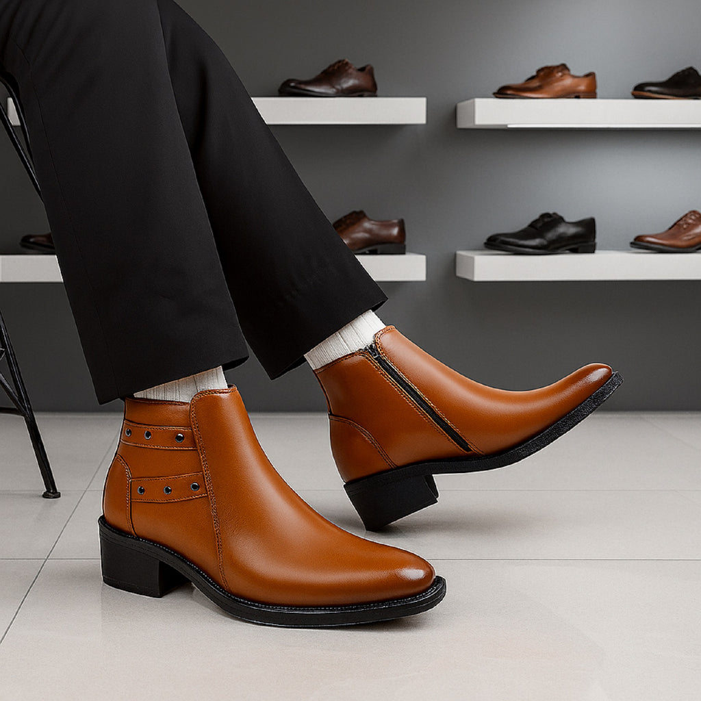 BAXXICO 2 Inch Height Lift Boots Stylish Elevator Footwear for Men