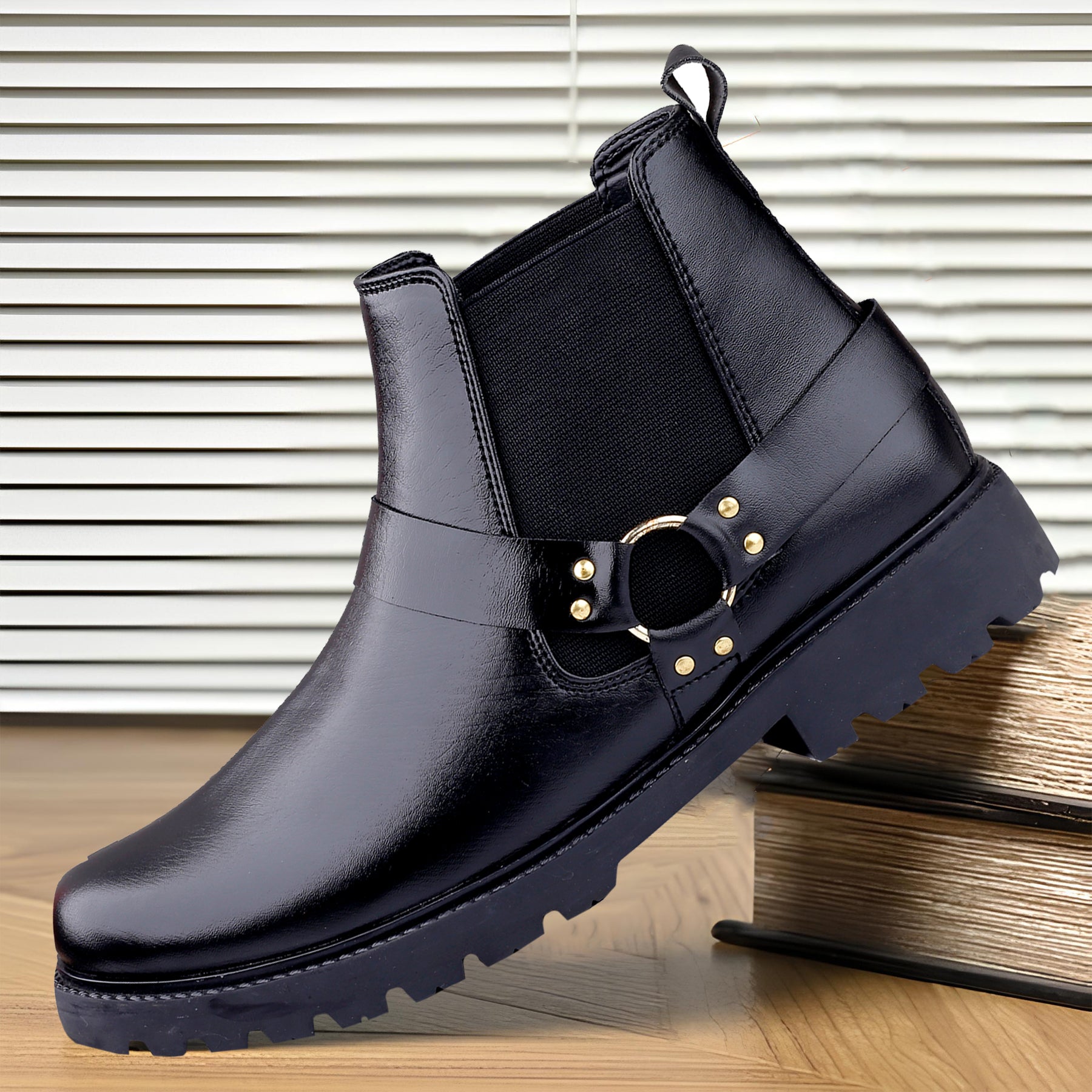 Baxxico Faux Vegan Leather Ultra Stylish Comfortable Slip on Chelsea Boots for Men