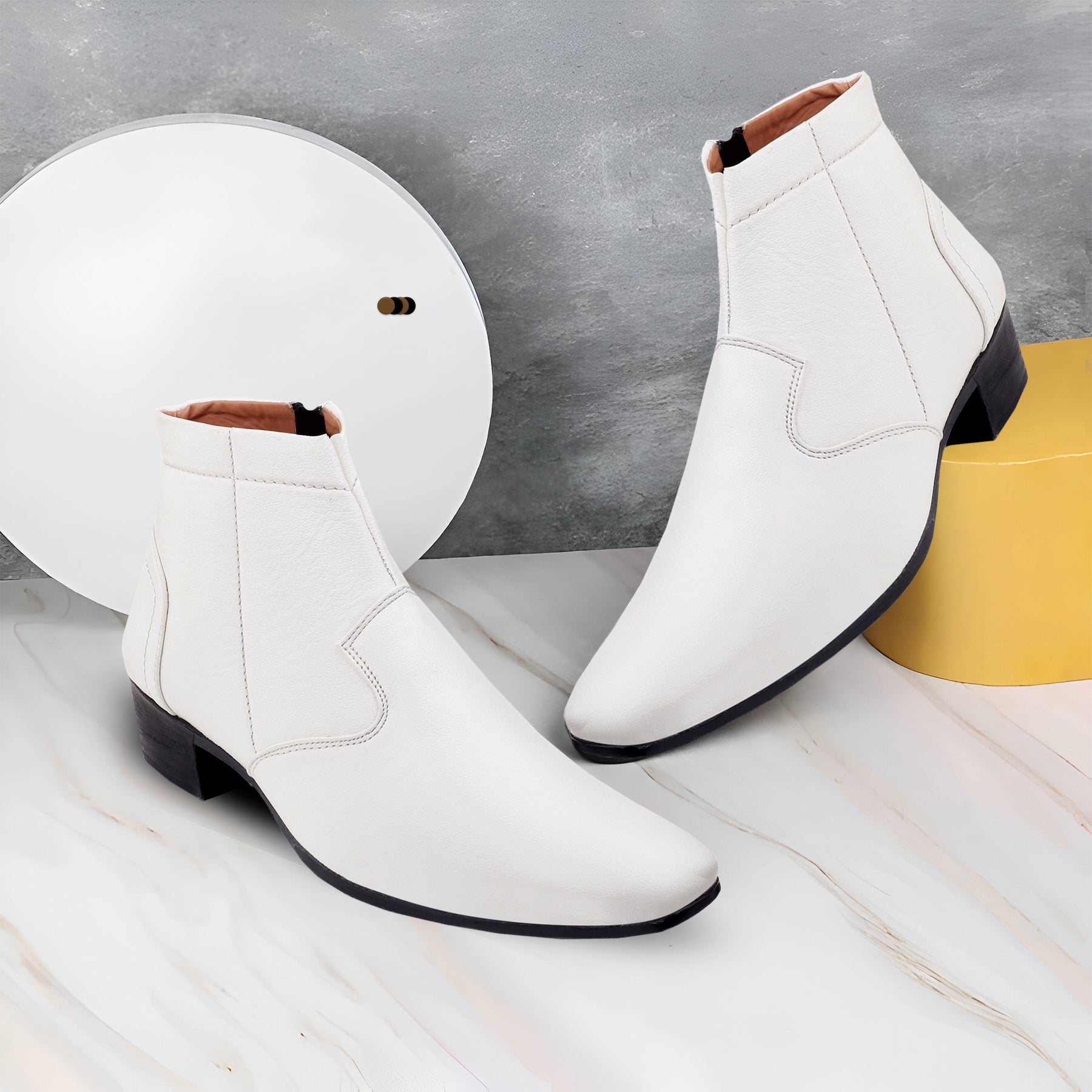 BAXXICO Height Increasing Formal Ankle Zipper Boots
