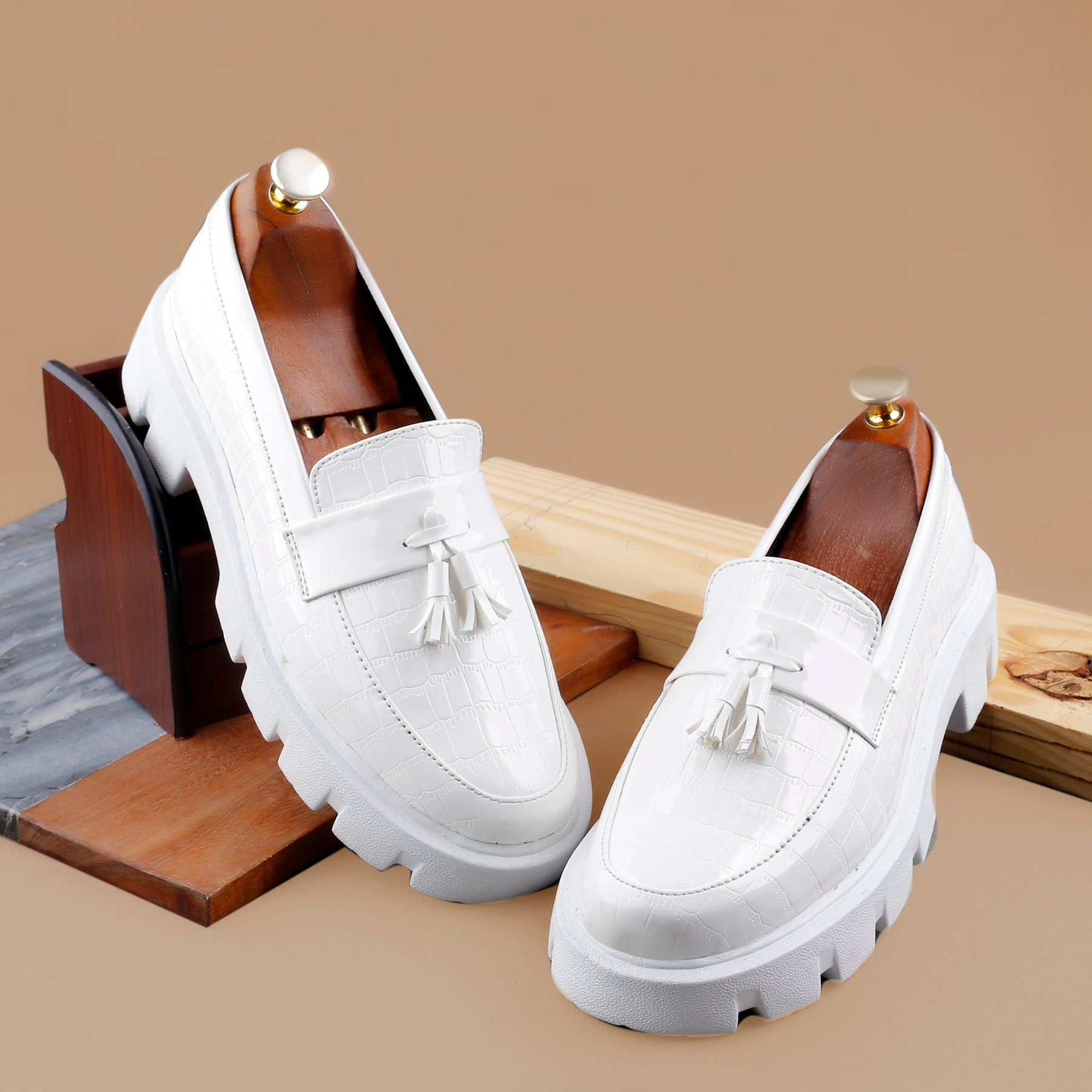 Baxxico Premium Patent Vegan Tassel Slip ons for Men