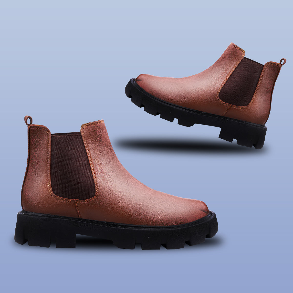 Baxxico Faux Vegan Leather Chelsea Ankle Slip on Boots for Men