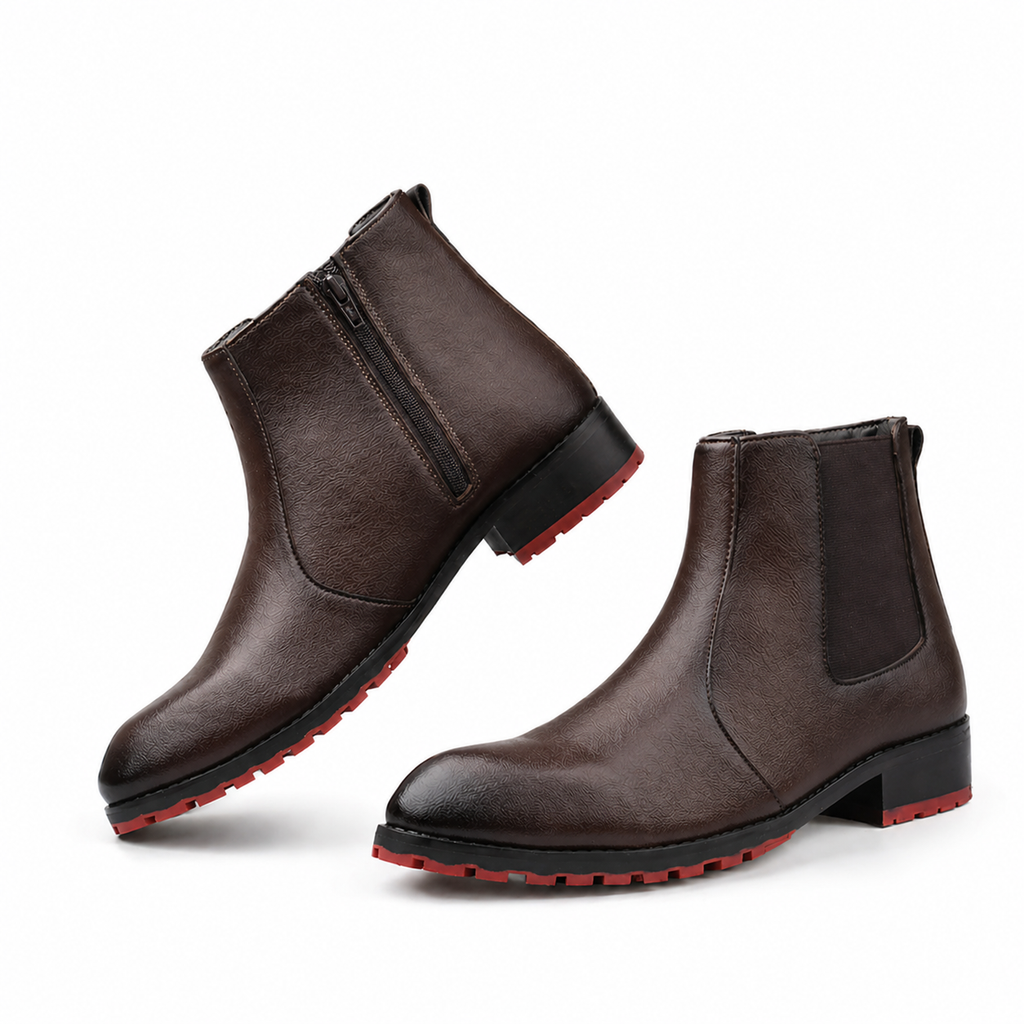 BAXXICO Stylish Black Chelsea Boots with Premium Elevated Heel Design