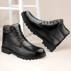 BAXXICO Faux Vegan Leather Chelsea Ankle Lace up Boots for Men