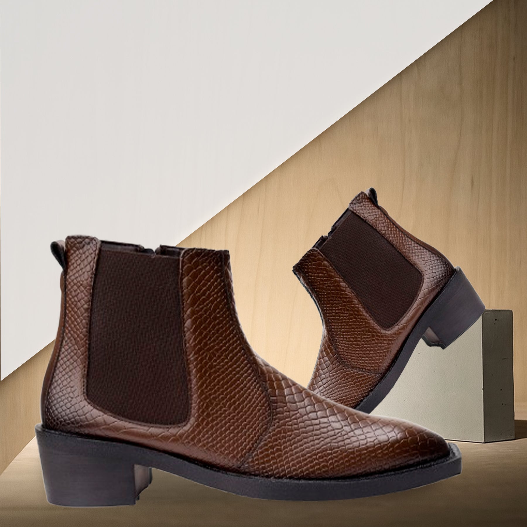 BAXXICO Mens Stylish 2 Inch Height Boosting Ankle Boots