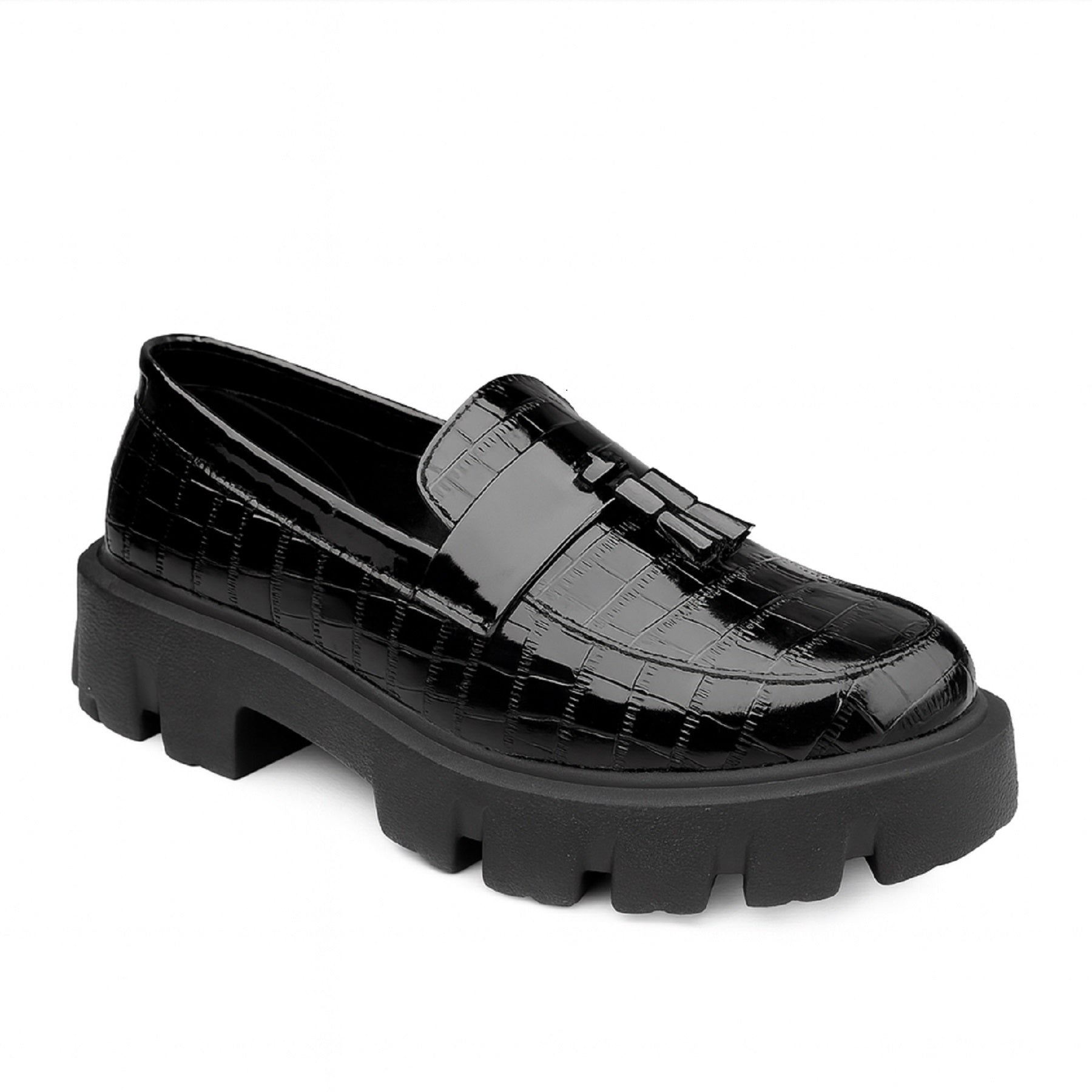 Baxxico Premium Patent Vegan Tassel Slip ons for Men