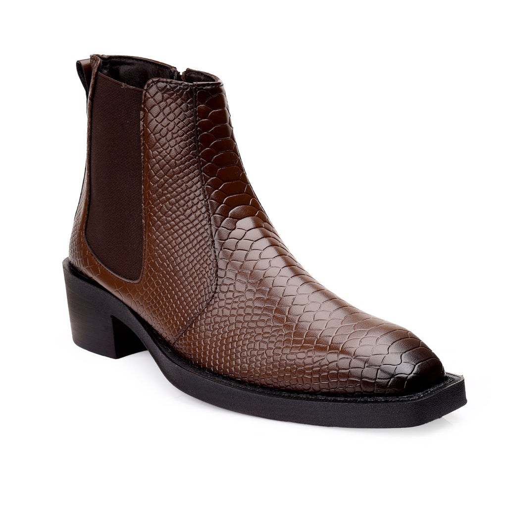 BAXXICO Mens Stylish 2 Inch Height Boosting Ankle Boots