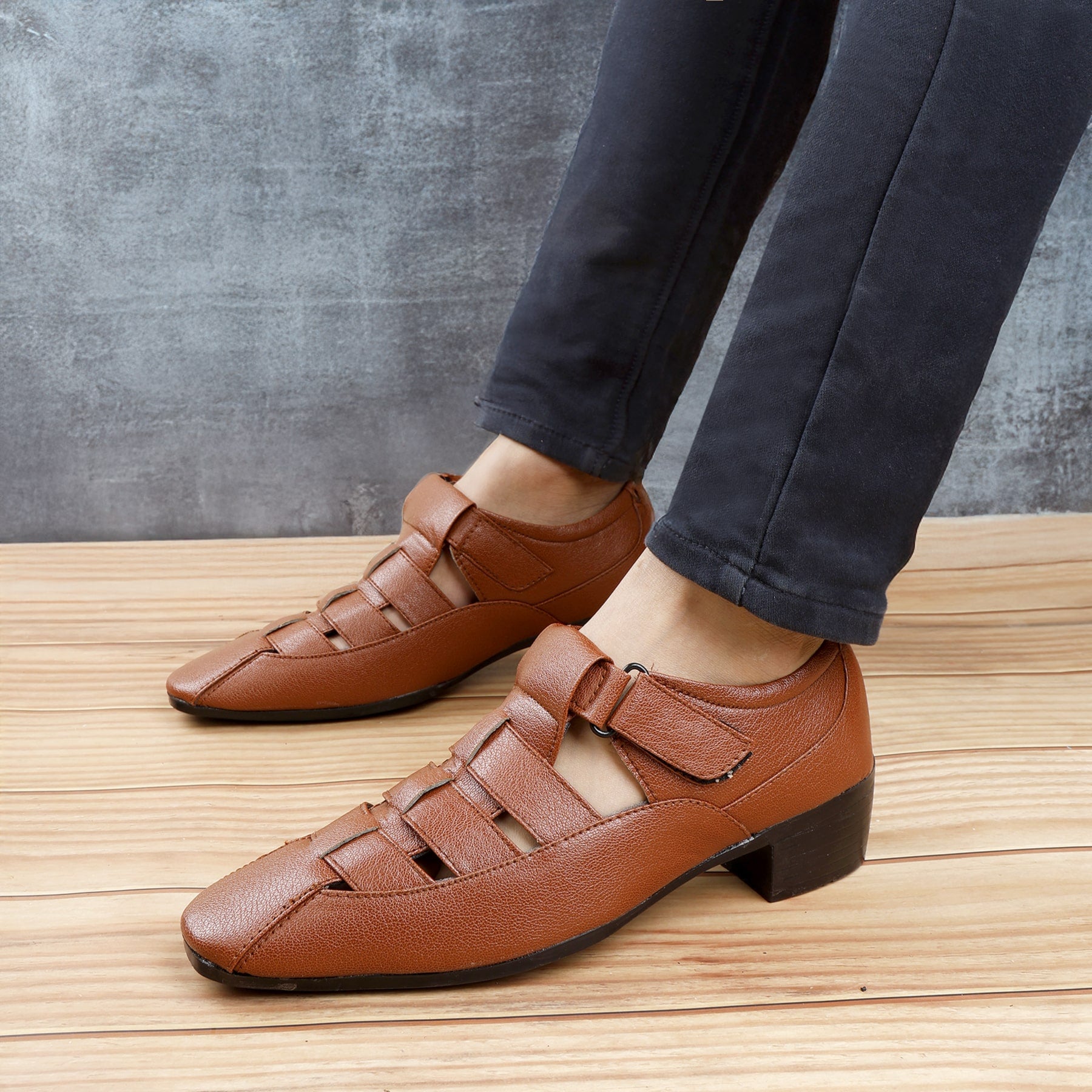 BAXXICO Mens Height Increasing Formal Roman Sandals