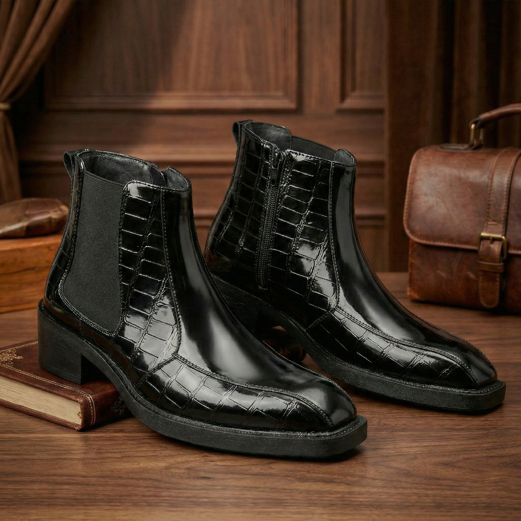 BAXXICO Mens Elevator Boots for Extra 2 Inches Height