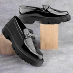 BAXXICO Premium Patent Vegan Buckle Slip ons for Men