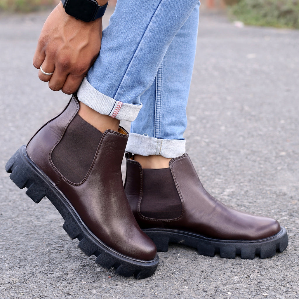 Baxxico Faux Vegan Leather Chelsea Ankle Slip on Boots for Men