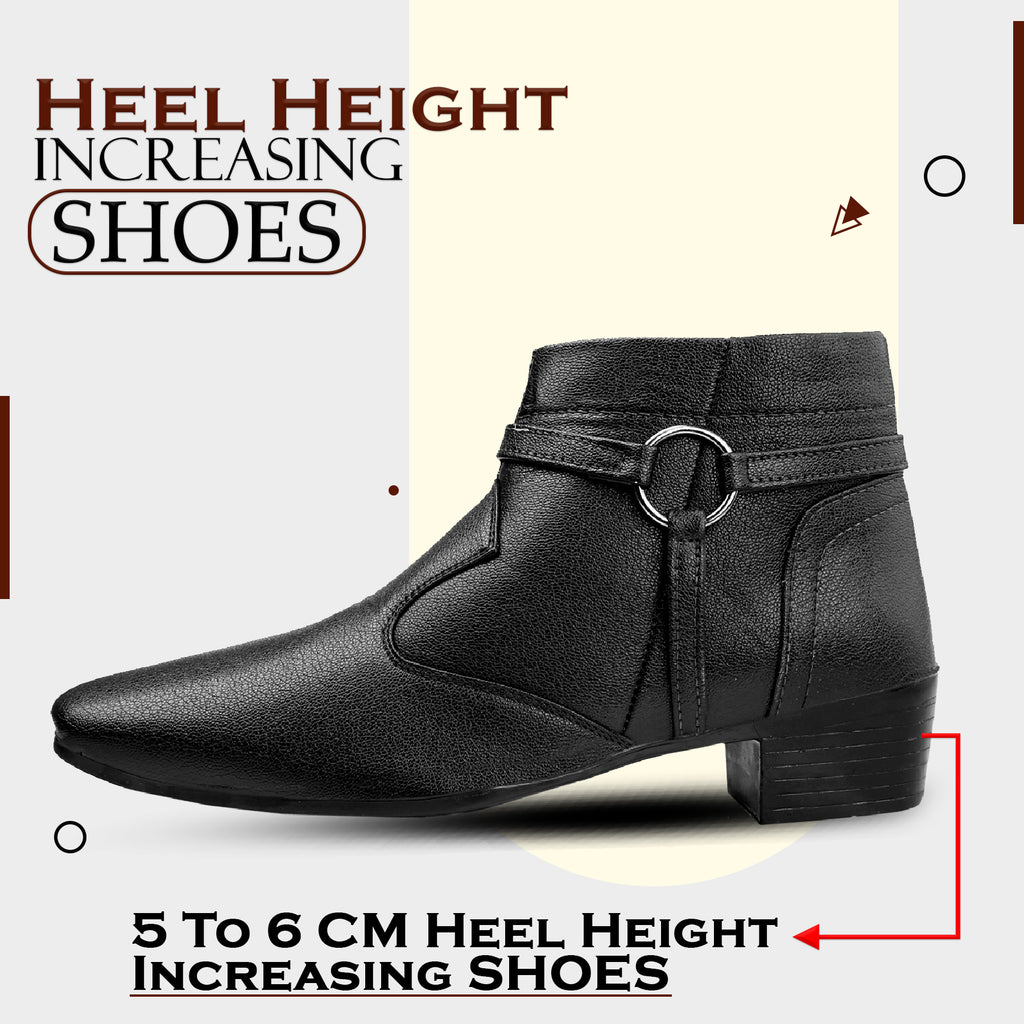 BAXXICO 2 Inch Height Increasing Office Wear Zipper and Buckle Boots