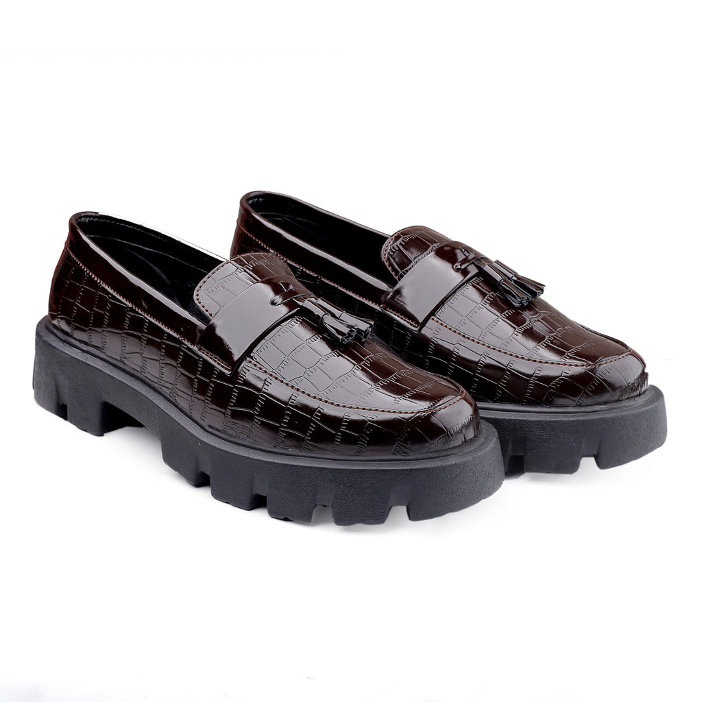 Baxxico Premium Patent Vegan Tassel Slip ons for Men