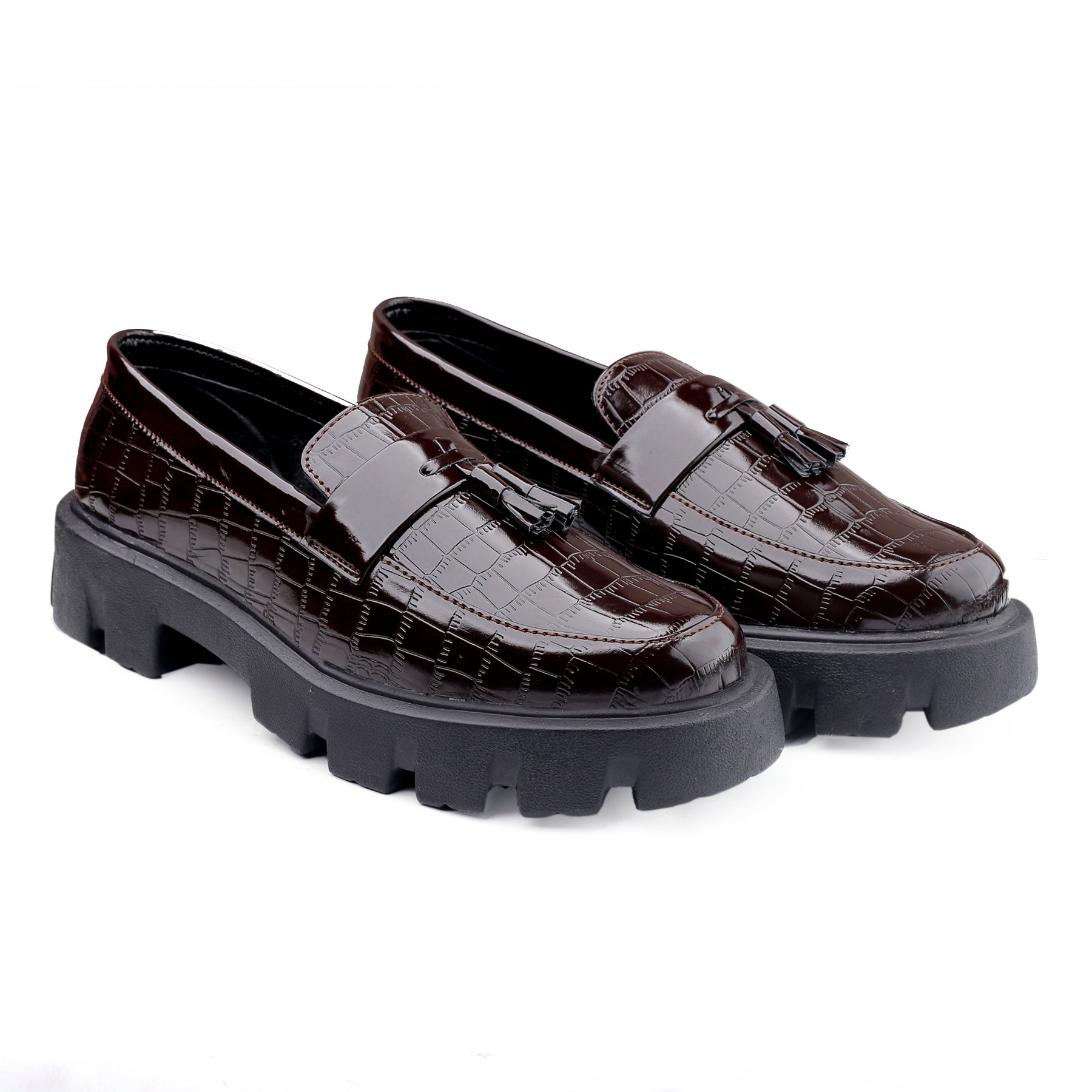 Baxxico Premium Patent Vegan Tassel Slip ons for Men