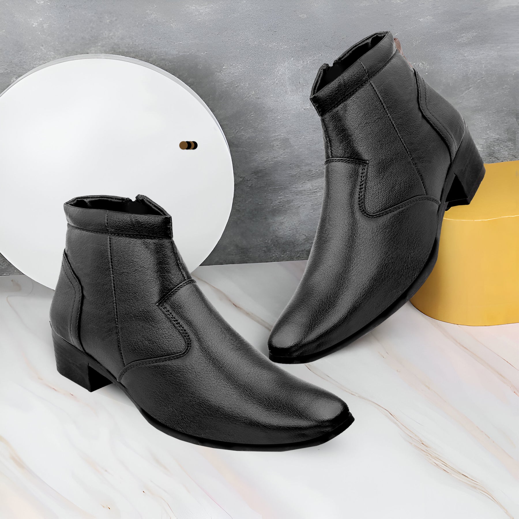 BAXXICO Height Increasing Formal Ankle Zipper Boots
