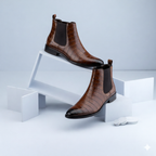 BAXXICO Mens Designer Croc Pattern Chelsea Boots Premium Vegan Leather and Classic Style