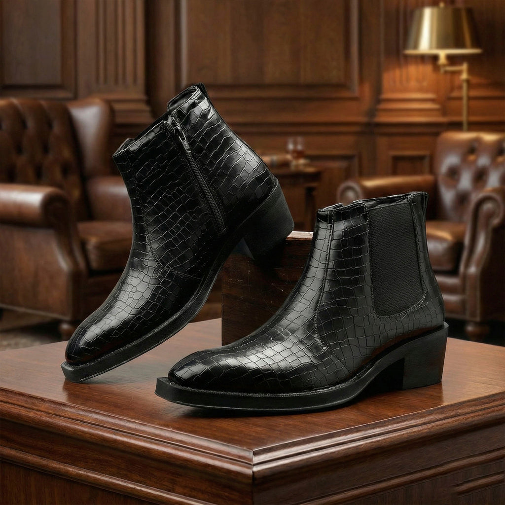 BAXXICO Mens 2 Inch Heel Height Boots Stylish Elevation with Comfort
