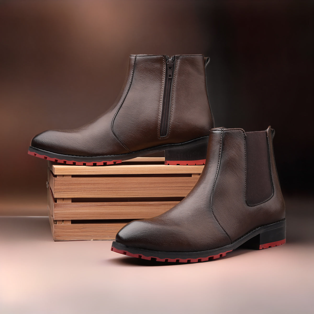 BAXXICO Stylish Black Chelsea Boots with Premium Elevated Heel Design