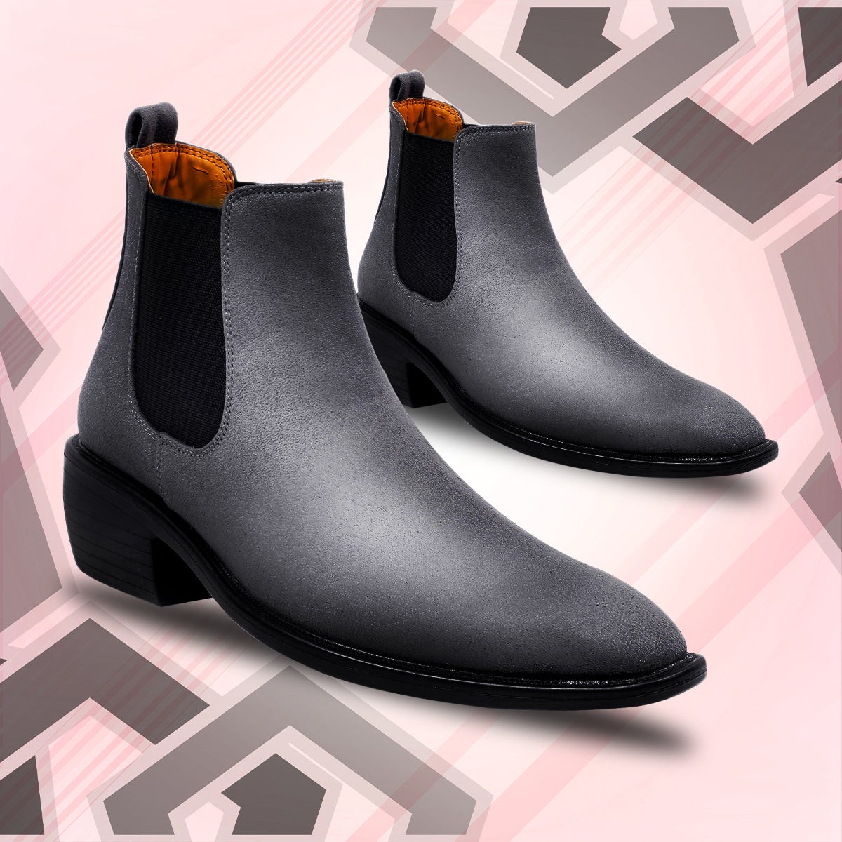 BAXXICO Mens Height Increasing Suede British Formal and Casual Wear Chelsea Boots