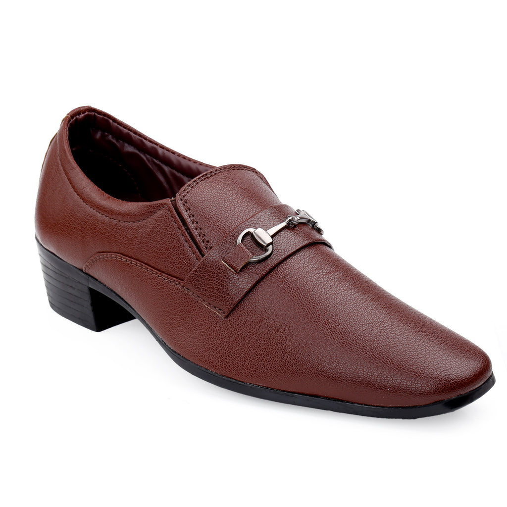 BAXXICO Mens Formal Height Increasing Slip On Buckle Shoes