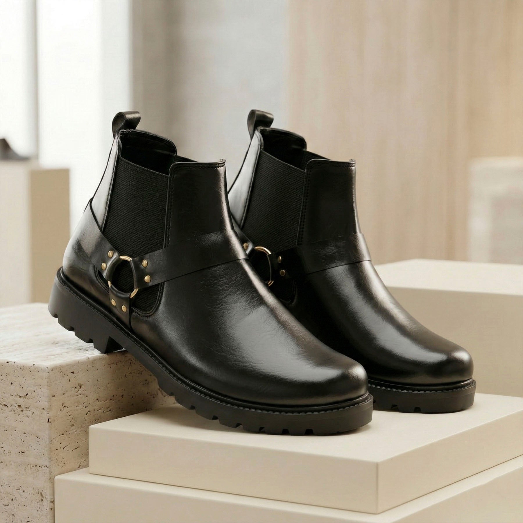 Baxxico Faux Vegan Leather Ultra Stylish Comfortable Slip on Chelsea Boots for Men