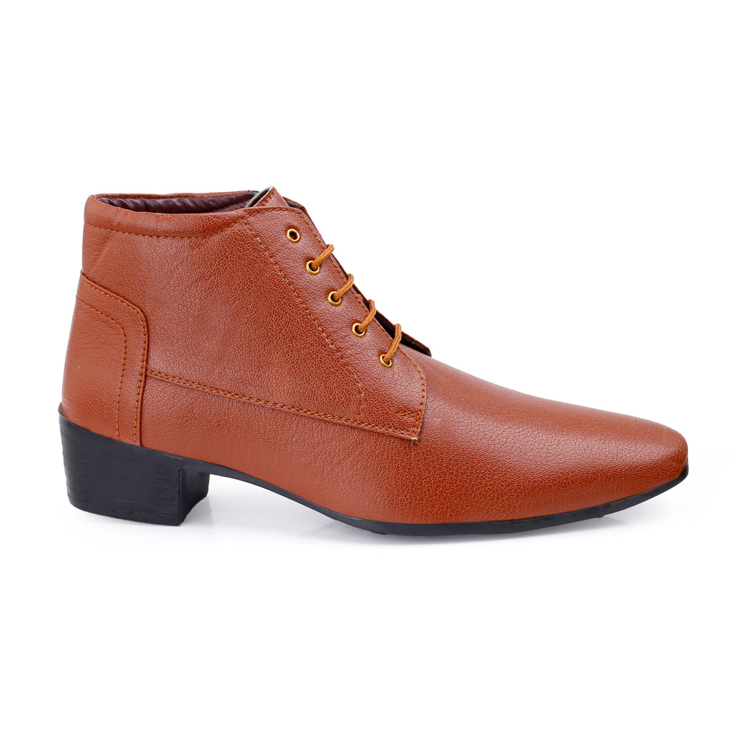 Mens Height Increasing Derby Faux Vegan Leather Formal Wear Boots