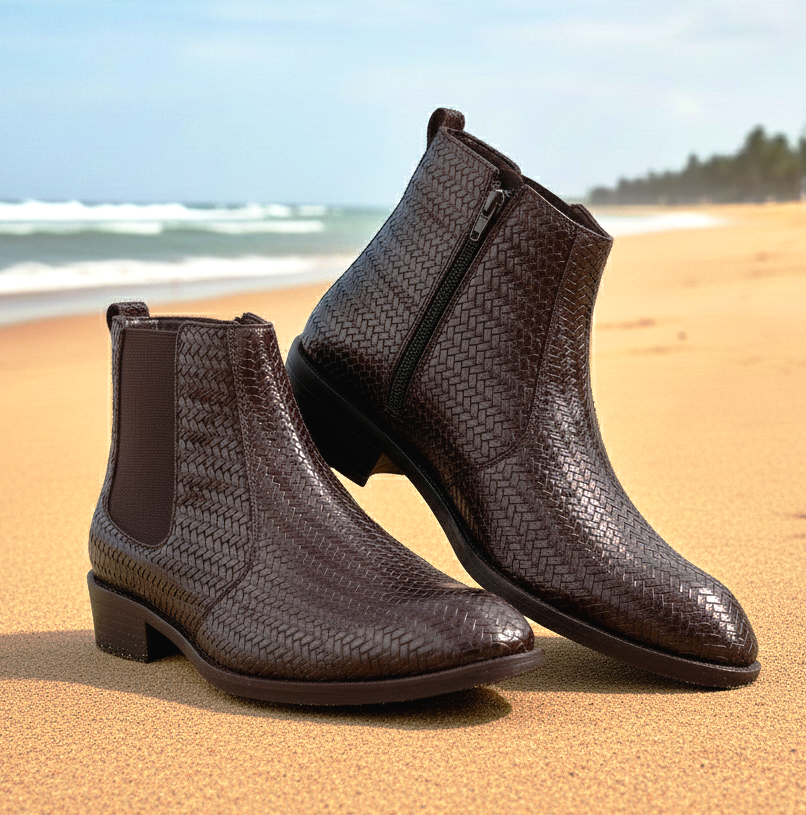 BAXXICO Woven Leather Height Enhancing Formal Shoes