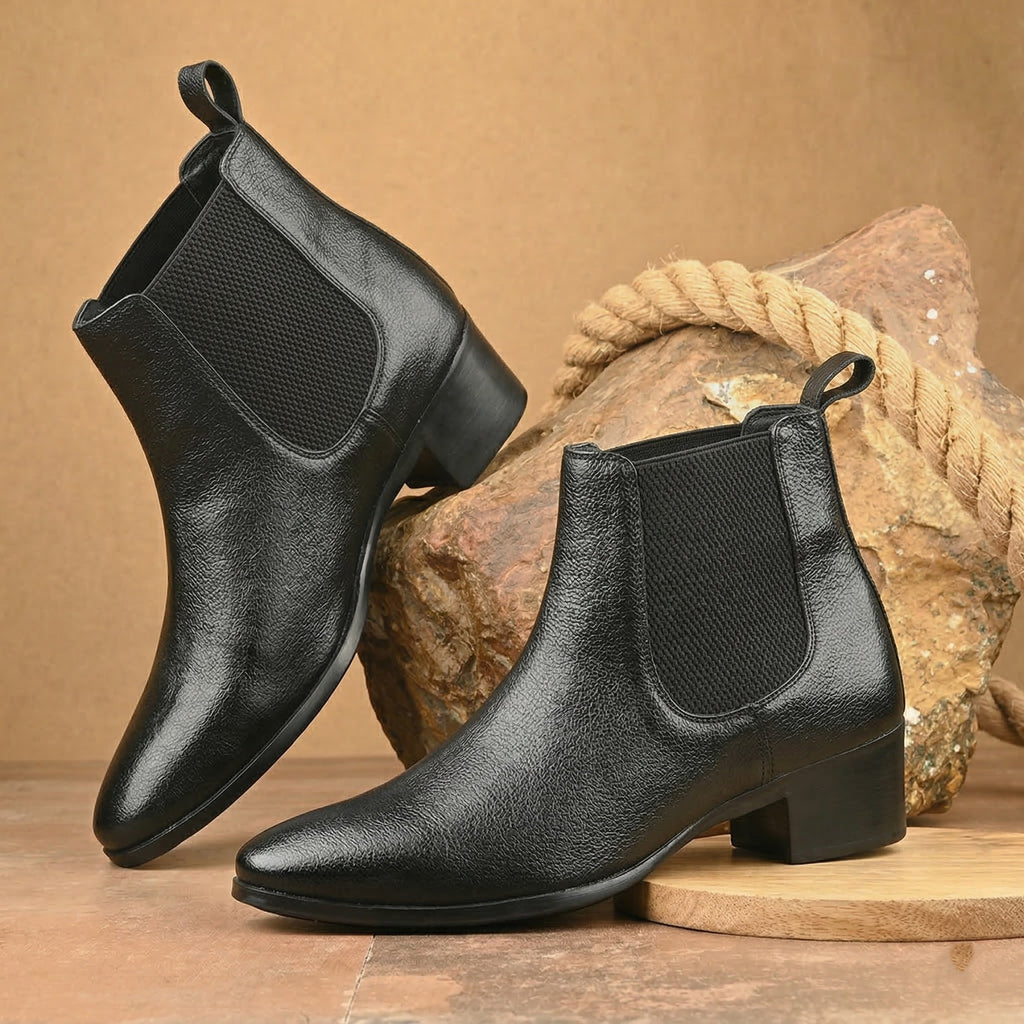 BAXXICO Mens Chelsea Boots with 2 Inches Heel Height Gain