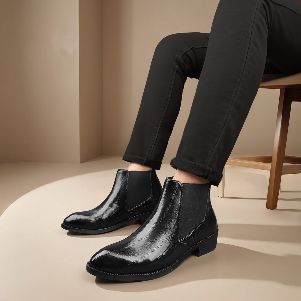 BAXXICO Mens Elevator Chelsea Boots Increase Height with Premium Style