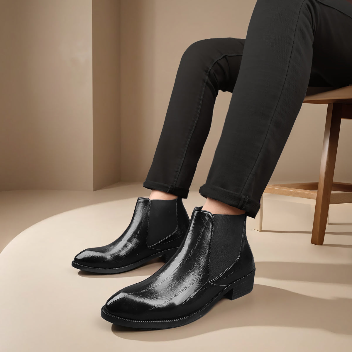 BAXXICO Mens Elevator Chelsea Boots Increase Height with Premium Style