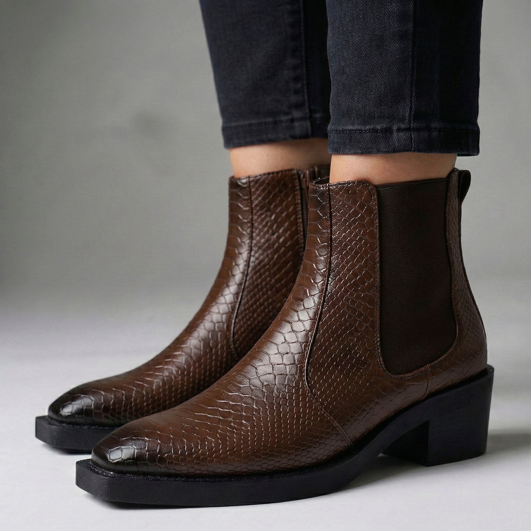 BAXXICO Mens Stylish 2 Inch Height Boosting Ankle Boots