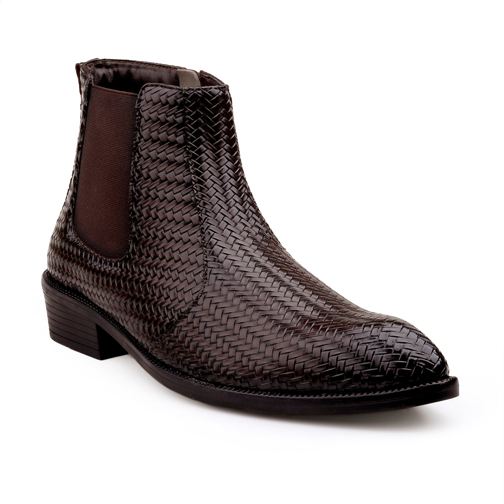 BAXXICO Woven Leather Height Enhancing Formal Shoes
