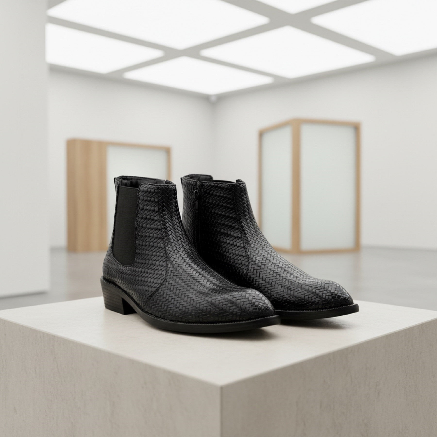 BAXXICO Woven Leather Height Enhancing Formal Shoes