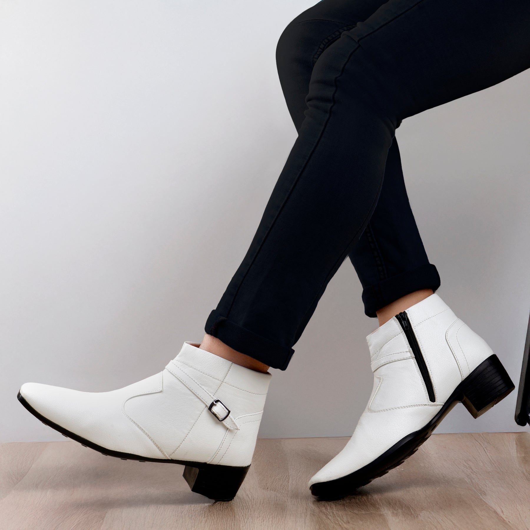 BAXXICO 2 Inch Height Increasing Ankle Zipper Boots For Men