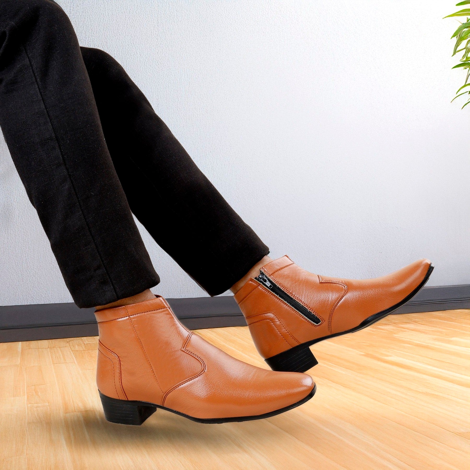 BAXXICO Height Increasing Formal Ankle Zipper Boots