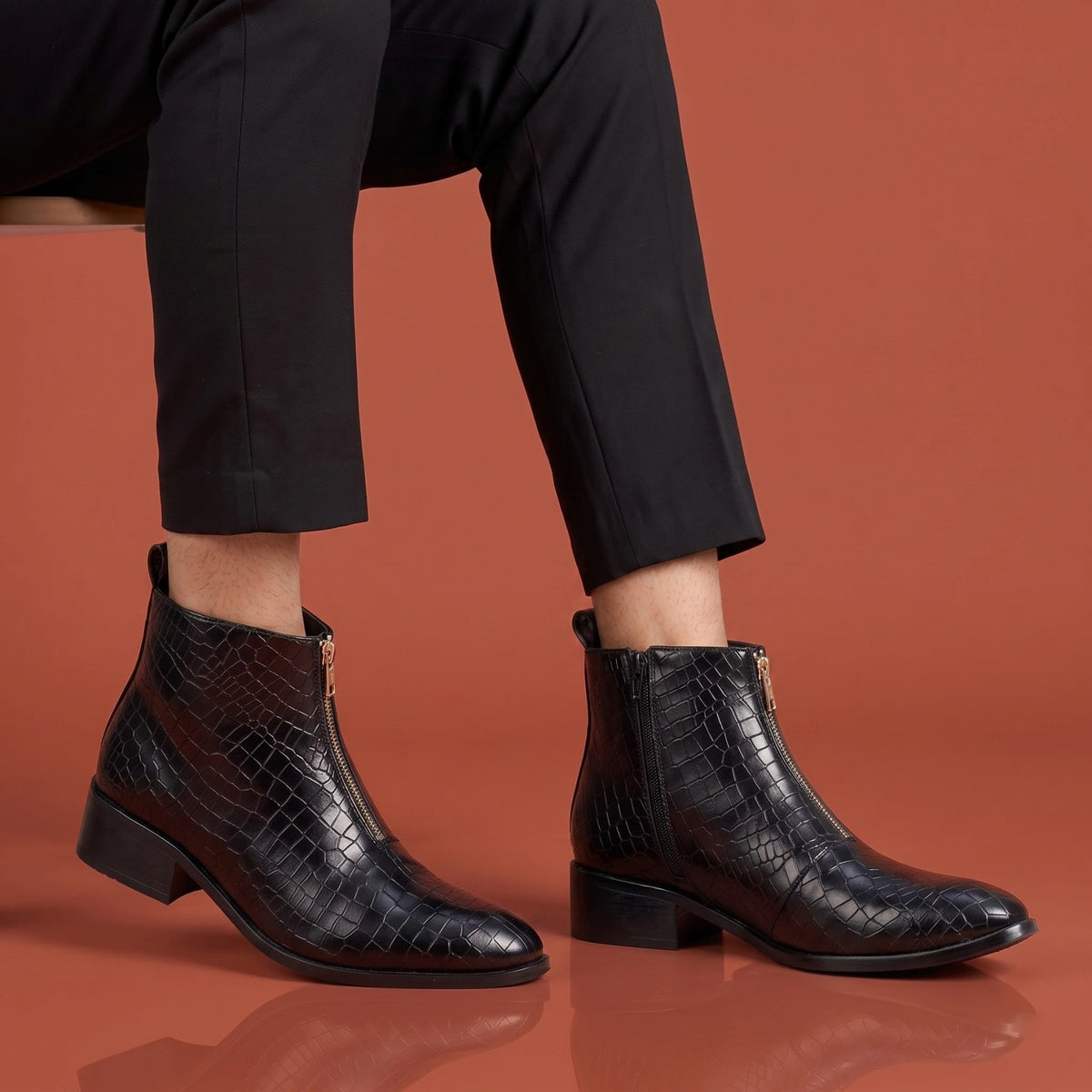 BAXXICO Mens Ankle Boots Stylish Zip Up Boots for Office Travel and Daily Wear