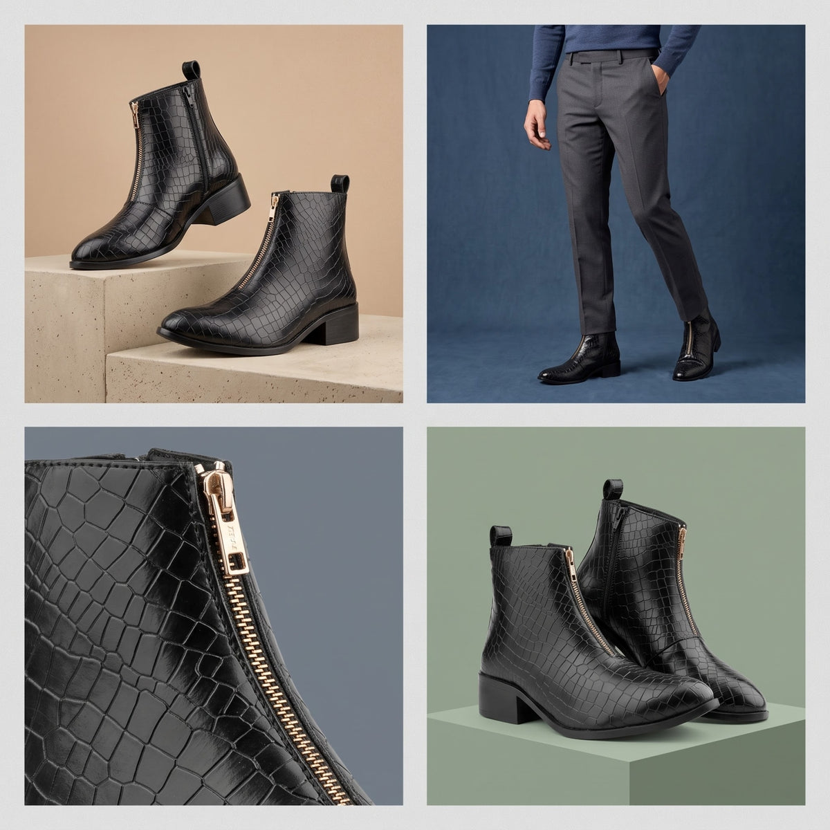 BAXXICO Mens Ankle Boots Stylish Zip Up Boots for Office Travel and Daily Wear