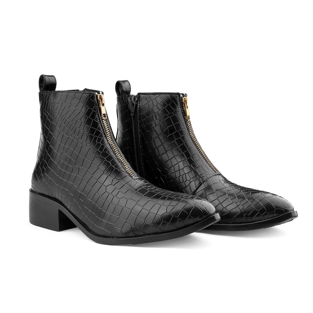 BAXXICO Mens Ankle Boots Stylish Zip Up Boots for Office Travel and Daily Wear