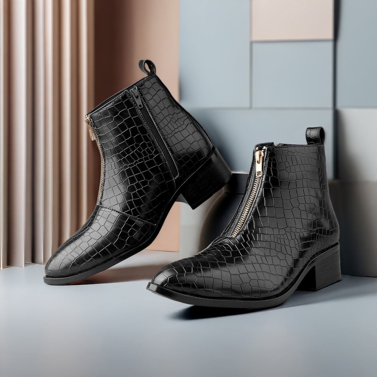 BAXXICO Mens Ankle Boots Stylish Zip Up Boots for Office Travel and Daily Wear