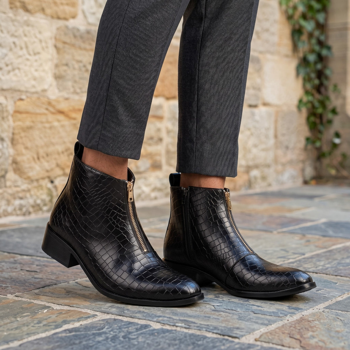 BAXXICO Mens Ankle Boots Stylish Zip Up Boots for Office Travel and Daily Wear