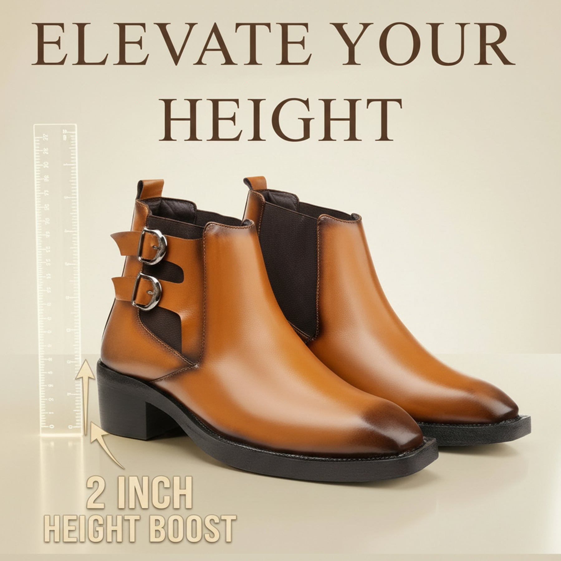 BAXXICO Mens Formal Chelsea Boots Extra Height Lift Comfortable Fashion Boots