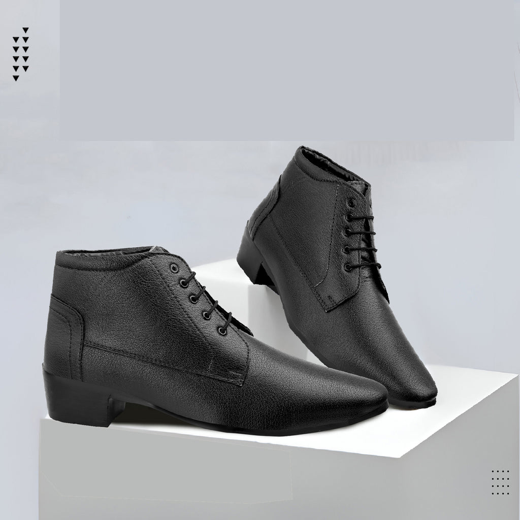 Mens Height Increasing Derby Faux Vegan Leather Formal Wear Boots