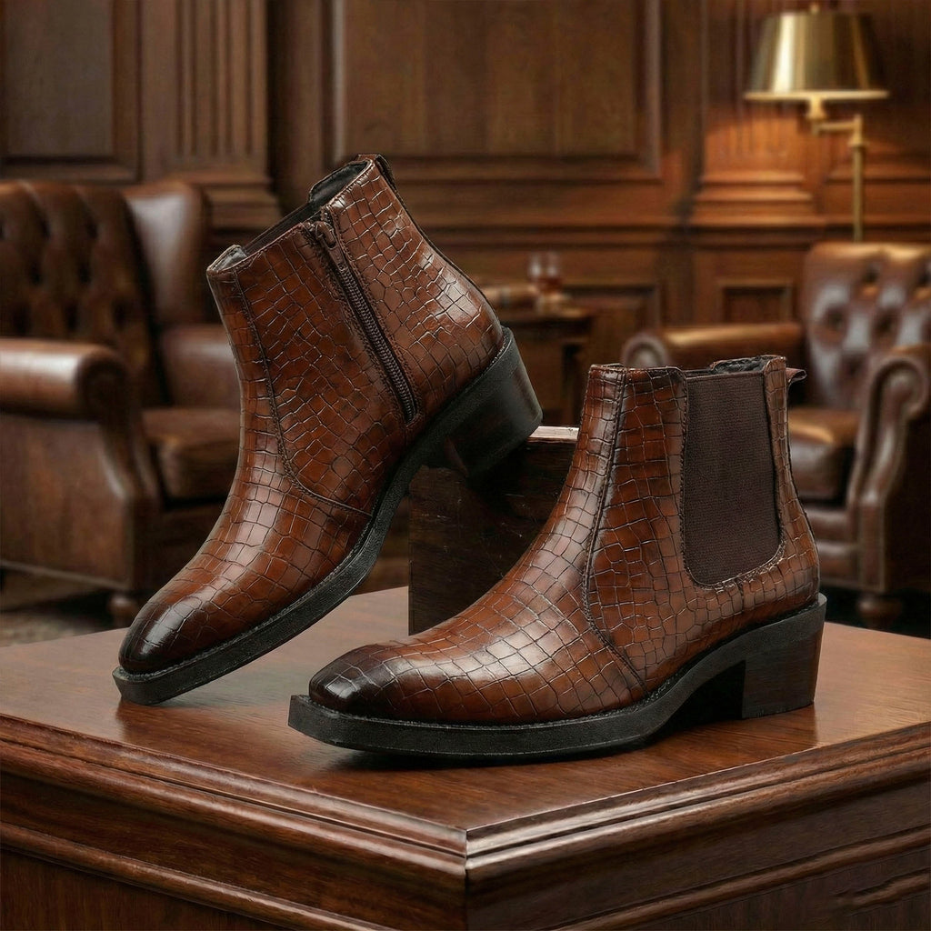 BAXXICO Mens 2 Inch Heel Height Boots Stylish Elevation with Comfort