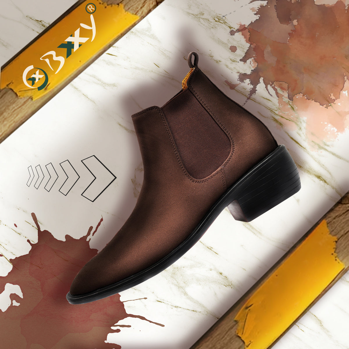 BAXXICO Mens Height Increasing Suede British Formal and Casual Wear Chelsea Boots