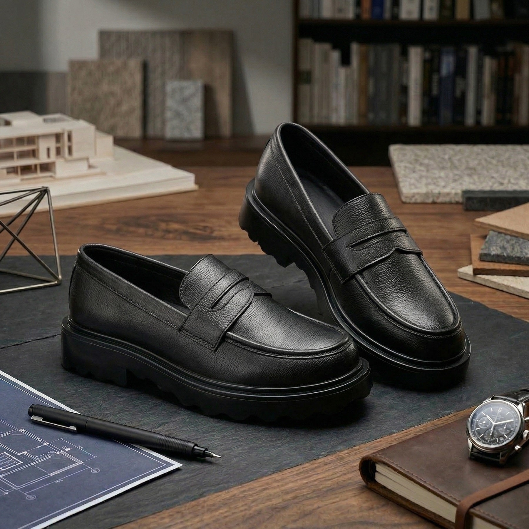 BAXXICO Stylish Black Loafers Crafted for Comfort & Bold Personality