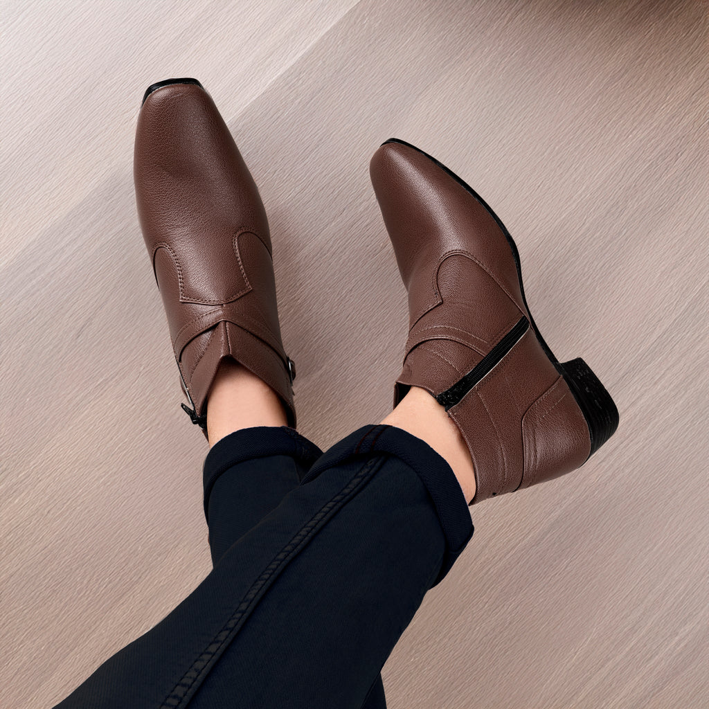 BAXXICO 2 Inch Height Increasing Ankle Zipper Boots For Men