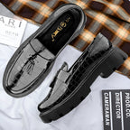 BAXXICO Premium Patent Vegan Tassel Slip ons for Men