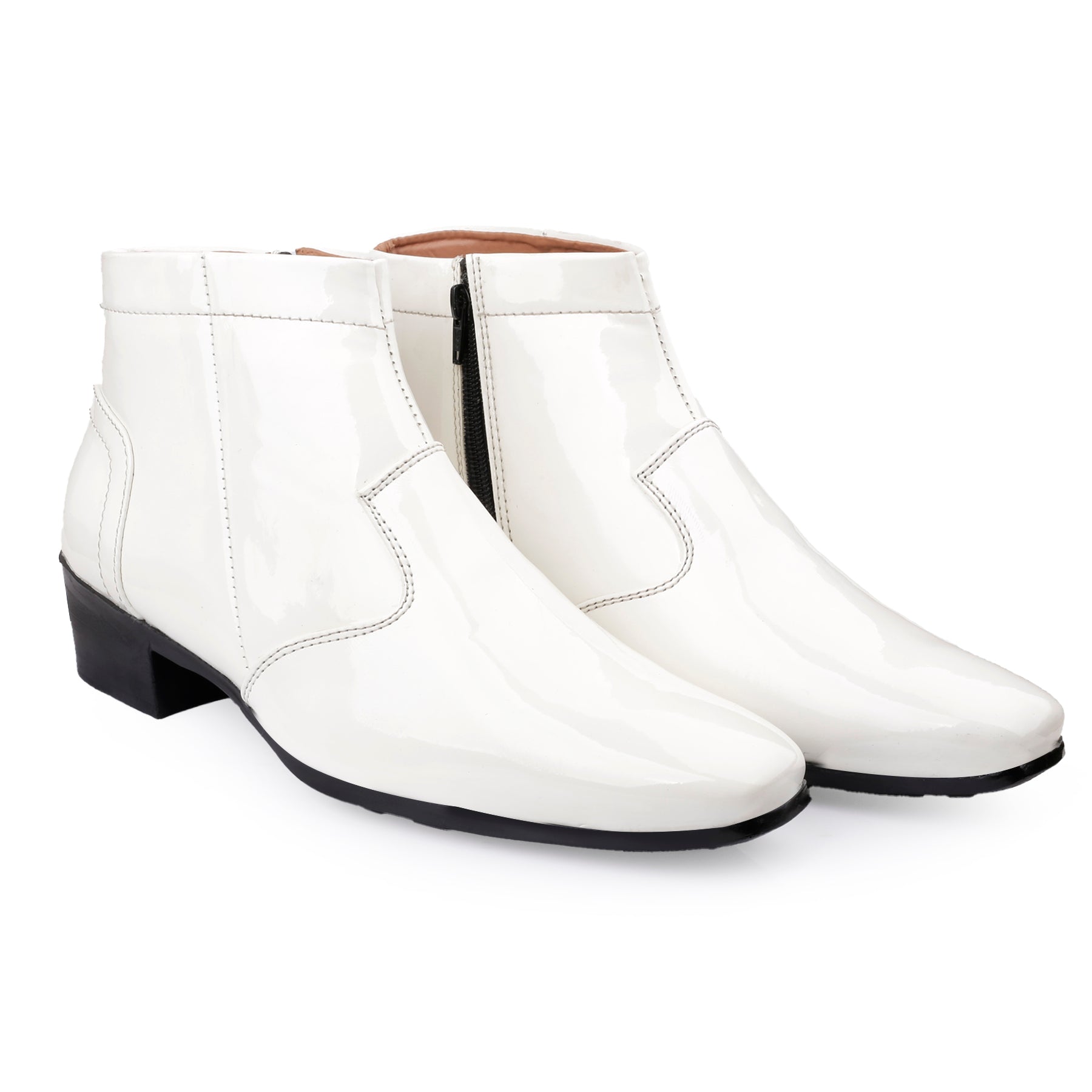 Mens Premium Gloss Chelsea Boots 2 inch Built in Elevator Lift