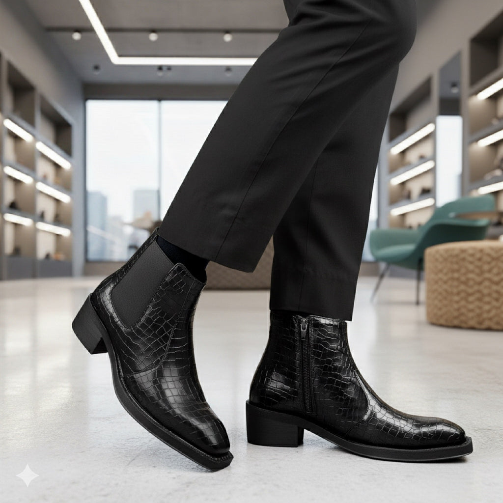 BAXXICO Mens 2 Inch Heel Height Boots Stylish Elevation with Comfort