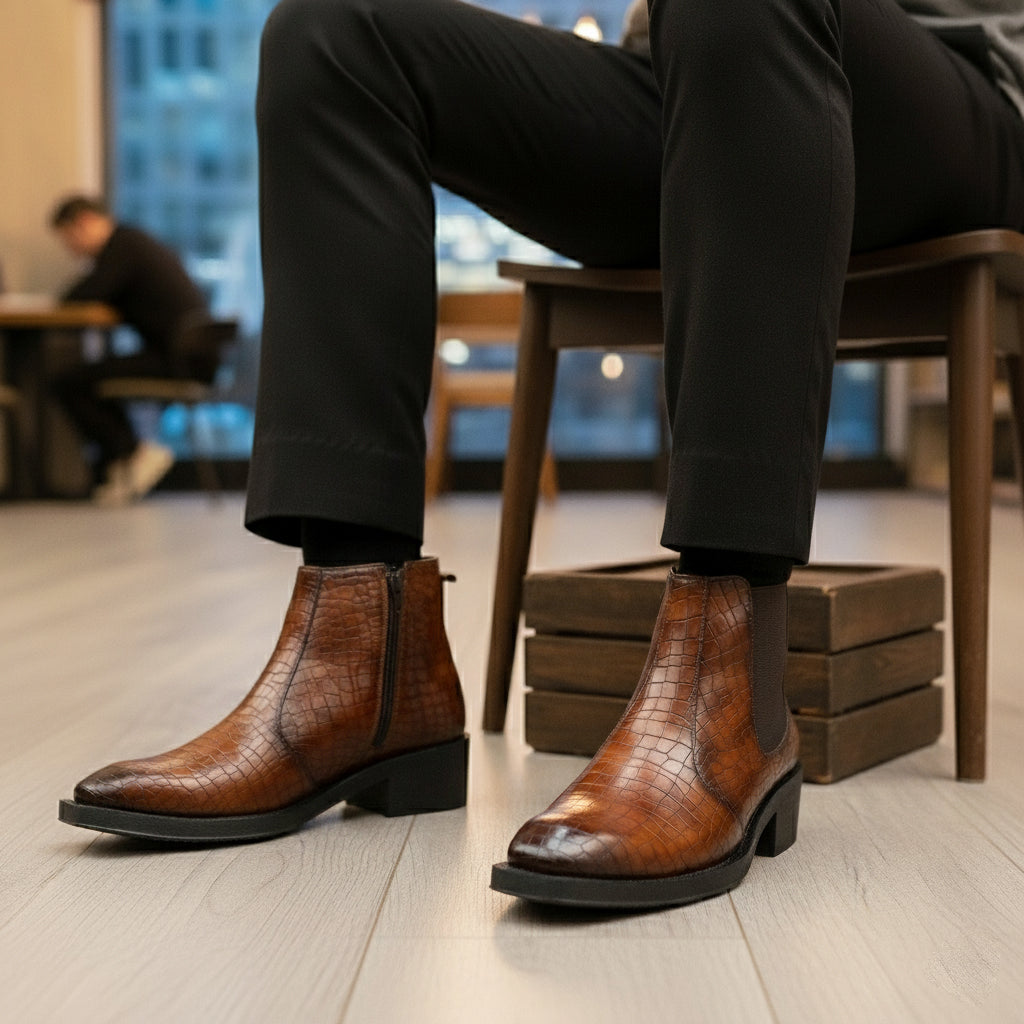 BAXXICO Mens 2 Inch Heel Height Boots Stylish Elevation with Comfort