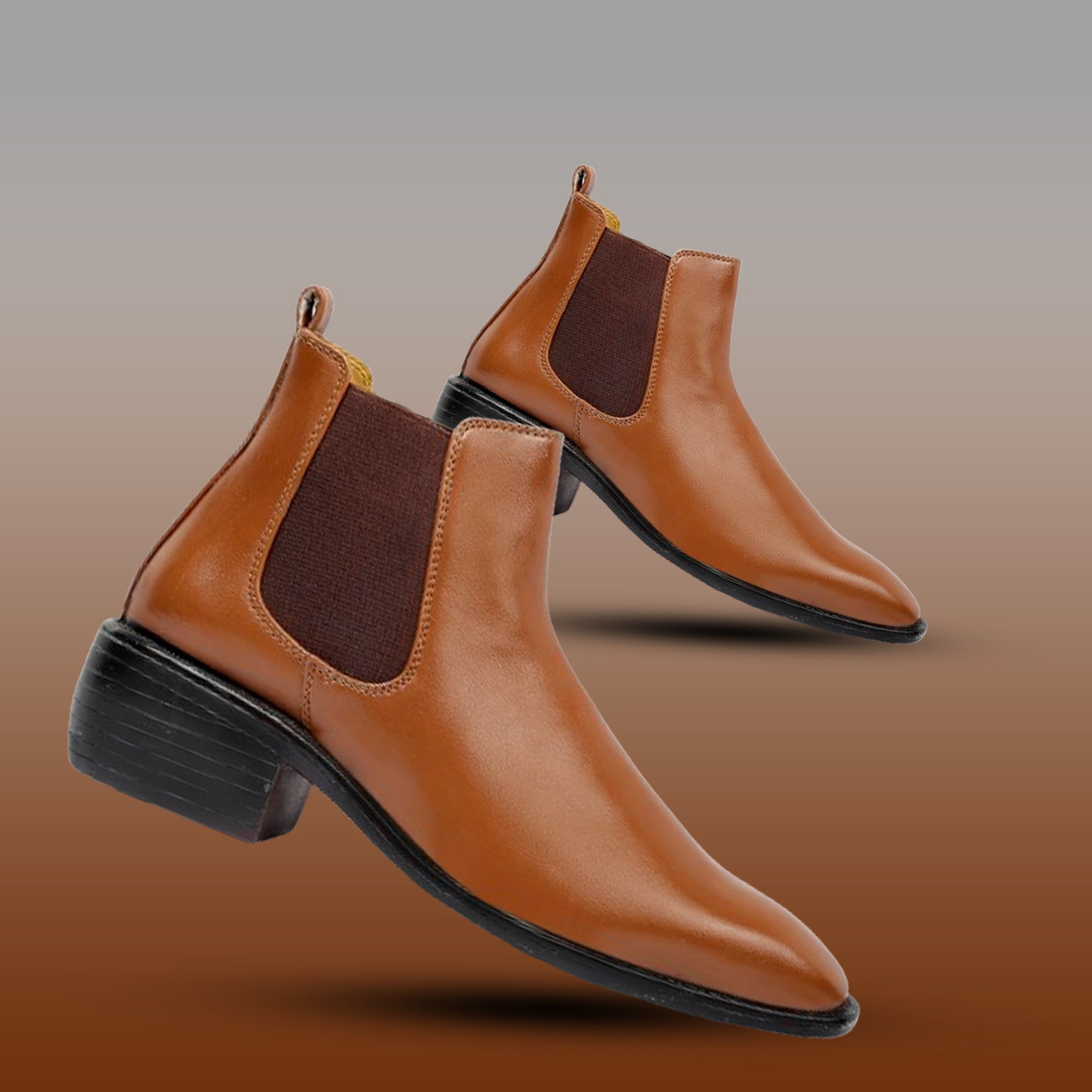 BAXXICO 2 Inch Height Increasing Faux Vegan Leather Chelsea Boots for Men